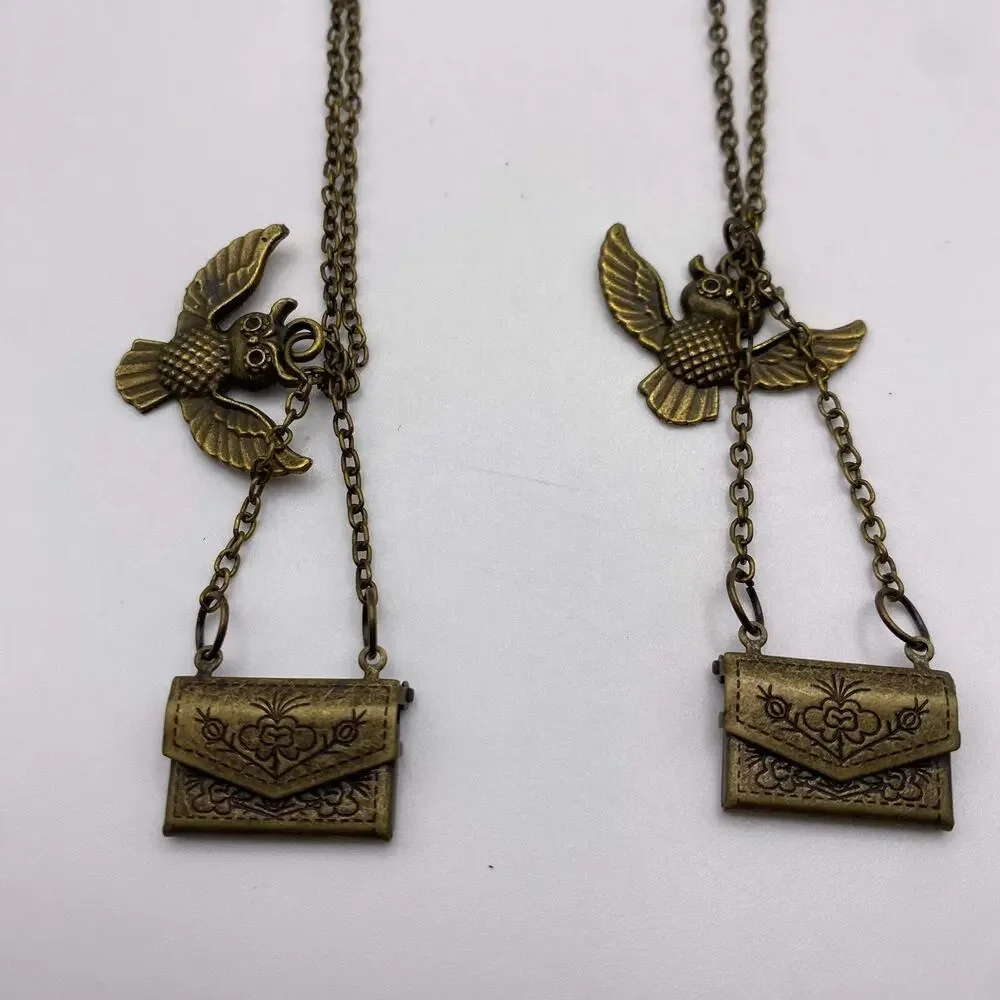 2 Hogwarts‎ Letter Harry Potter Owl With Envelope Pendant Vintage Style Necklace